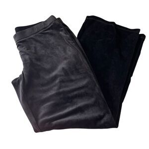Y2K Juicy Couture Black Velour Wide Leg Sweatpants Womens SZ L Pink Rhinestones